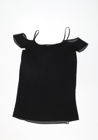 New Look Womens Black Polyester Camisole T-Shirt Size 12 Scoop Neck