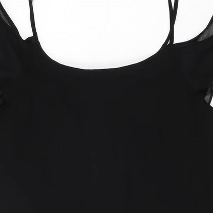 New Look Womens Black Polyester Camisole T-Shirt Size 12 Scoop Neck