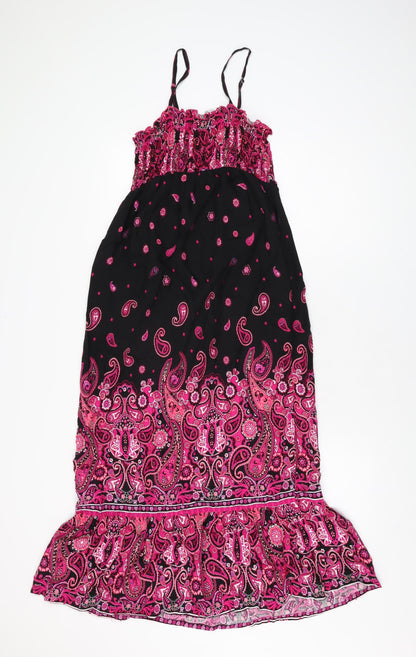 Miss Understood Womens Black Paisley Viscose Shift Size 12 Square Neck Pullover