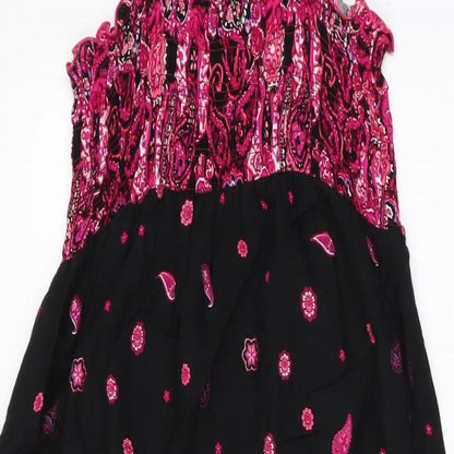 Miss Understood Womens Black Paisley Viscose Shift Size 12 Square Neck Pullover