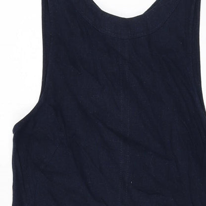 Marks and Spencer Womens Blue Linen Shift Size 10 V-Neck Pullover