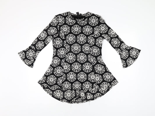 Womens UK Size 10 Izabel London Black Basic T-Shirt
