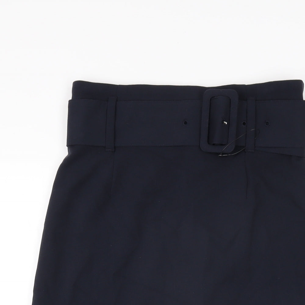 Marks and Spencer Womens Blue Polyester Straight & Pencil Skirt Size 6 Zip