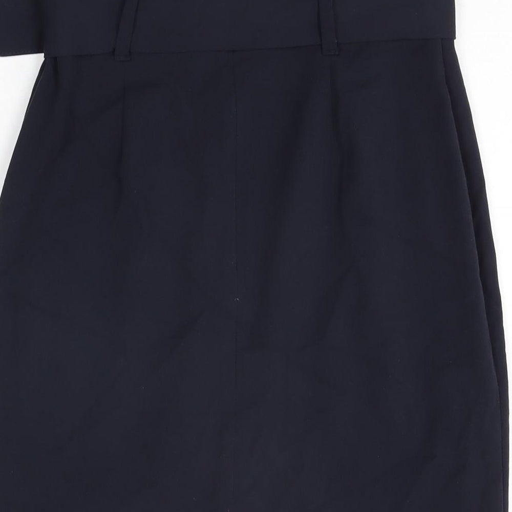 Marks and Spencer Womens Blue Polyester Straight & Pencil Skirt Size 6 Zip
