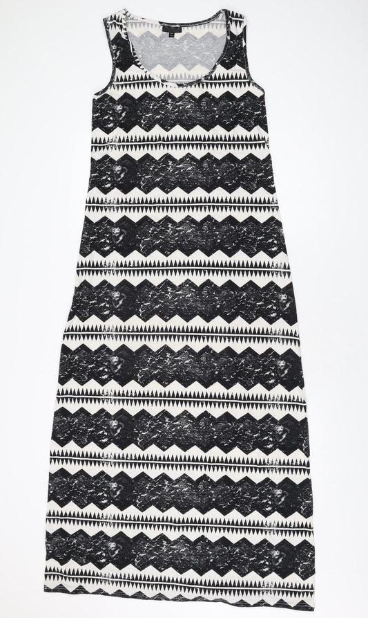 Topshop Womens White Geometric Polyester Maxi Size 12 Scoop Neck Pullover