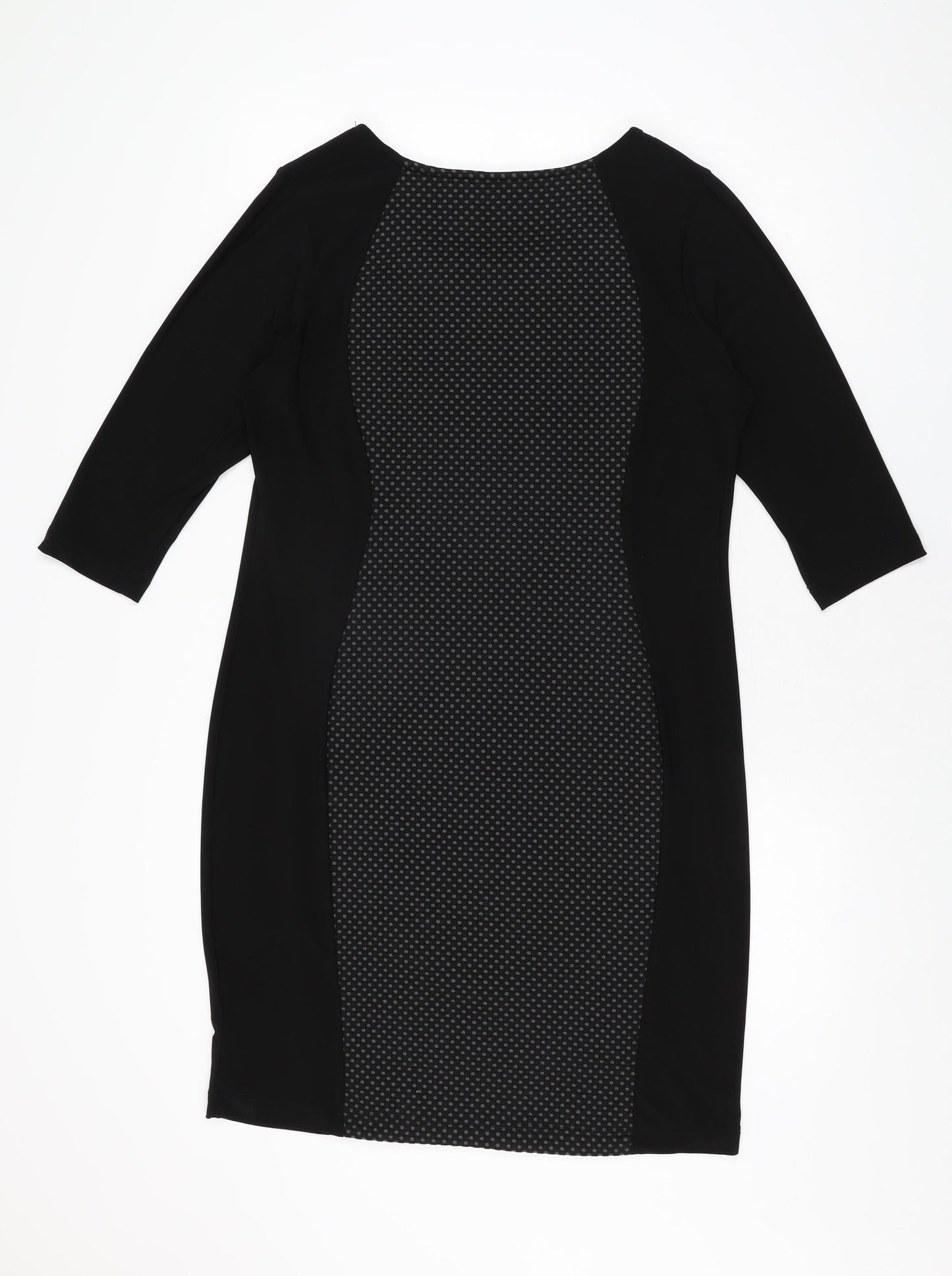 Klass Womens Black Geometric Polyester Bodycon Size 16 Round Neck Pullover