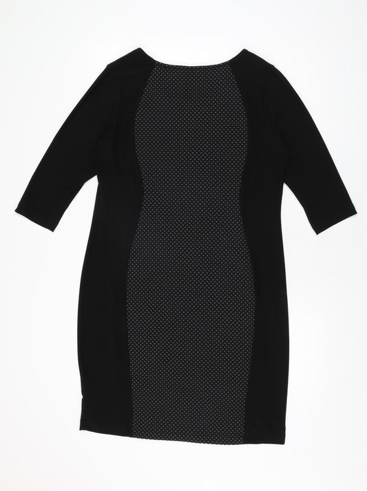 Klass Womens Black Geometric Polyester Bodycon Size 16 Round Neck Pullover