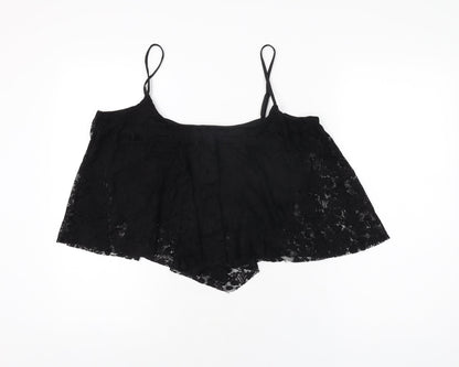 Womens UK Size 18 New Look Black Cropped T-Shirt