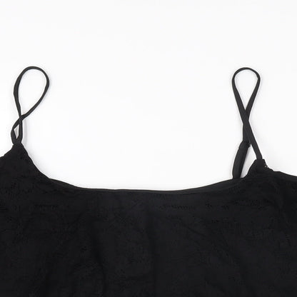 Womens UK Size 18 New Look Black Cropped T-Shirt