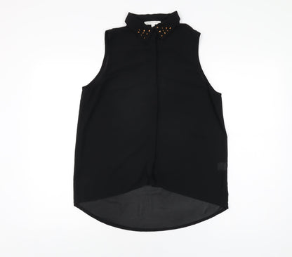 Glamorous Womens Black Polyester Basic Button-Up Size 12 Collared