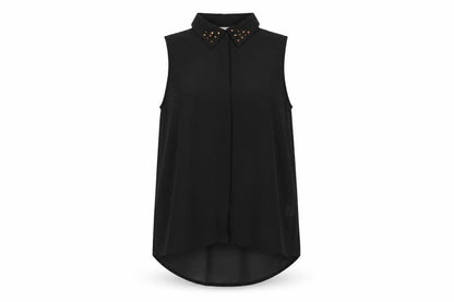 Womens UK Size 12 Glamorous Black Basic Button-Up