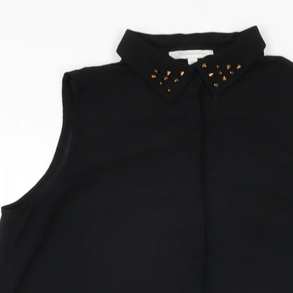 Glamorous Womens Black Polyester Basic Button-Up Size 12 Collared