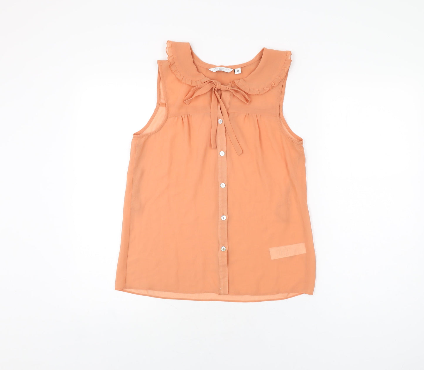 Womens UK Size 8 New Look Orange Basic Button-Up