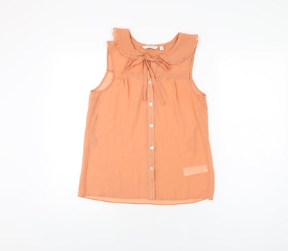 Womens UK Size 8 New Look Orange Basic Button-Up