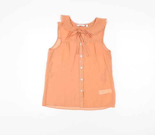 Womens UK Size 8 New Look Orange Basic Button-Up