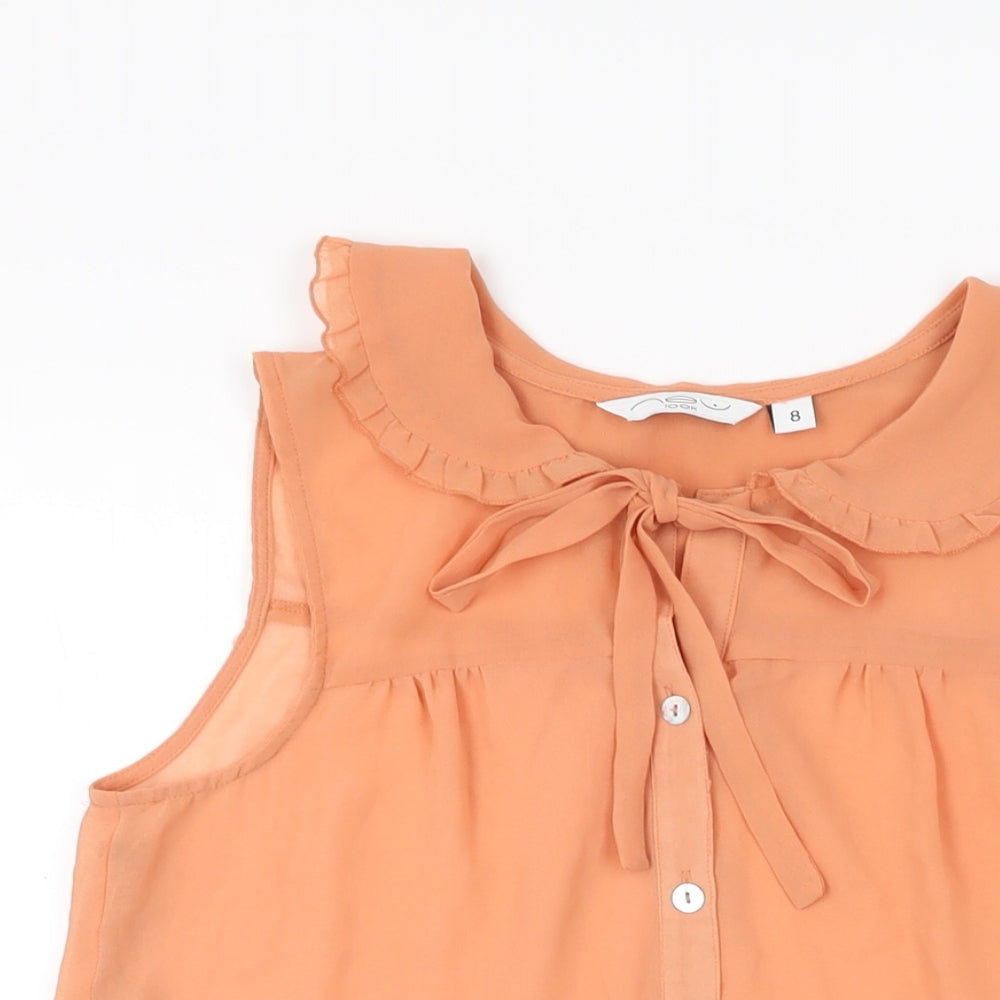 Womens UK Size 8 New Look Orange Basic Button-Up