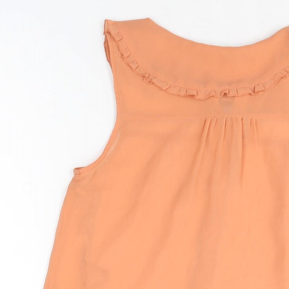 Womens UK Size 8 New Look Orange Basic Button-Up