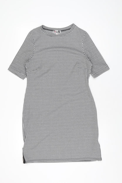 Lipsy Womens Grey Houndstooth Polyester Shift Size 10 Round Neck Pullover
