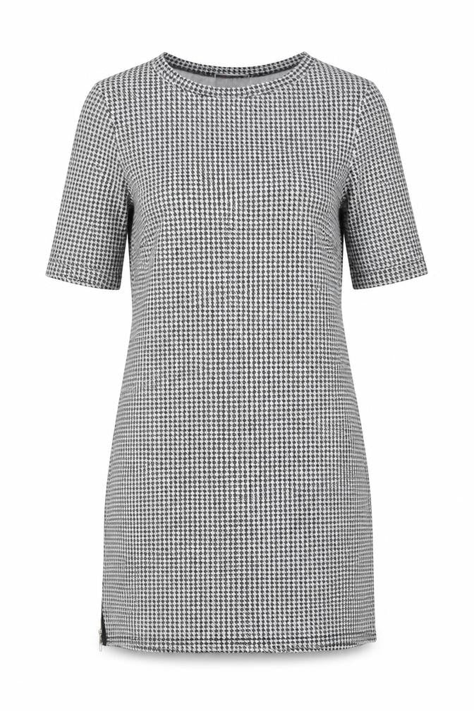 Lipsy Womens Grey Houndstooth Polyester Shift Size 10 Round Neck Pullover