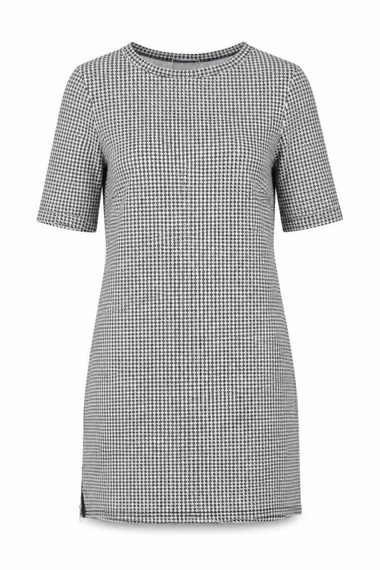 Lipsy Womens Grey Houndstooth Polyester Shift Size 10 Round Neck Pullover