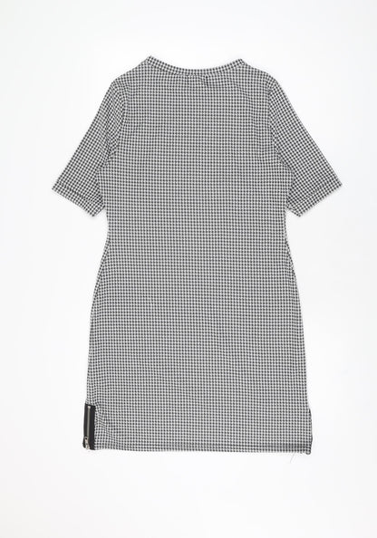 Lipsy Womens Grey Houndstooth Polyester Shift Size 10 Round Neck Pullover