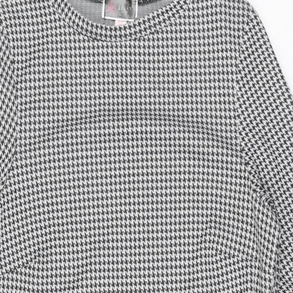 Lipsy Womens Grey Houndstooth Polyester Shift Size 10 Round Neck Pullover