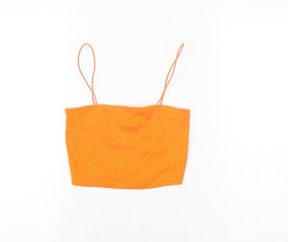 Womens UK Size 8 New Look Orange Cropped T-Shirt