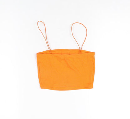 Womens UK Size 8 New Look Orange Cropped T-Shirt