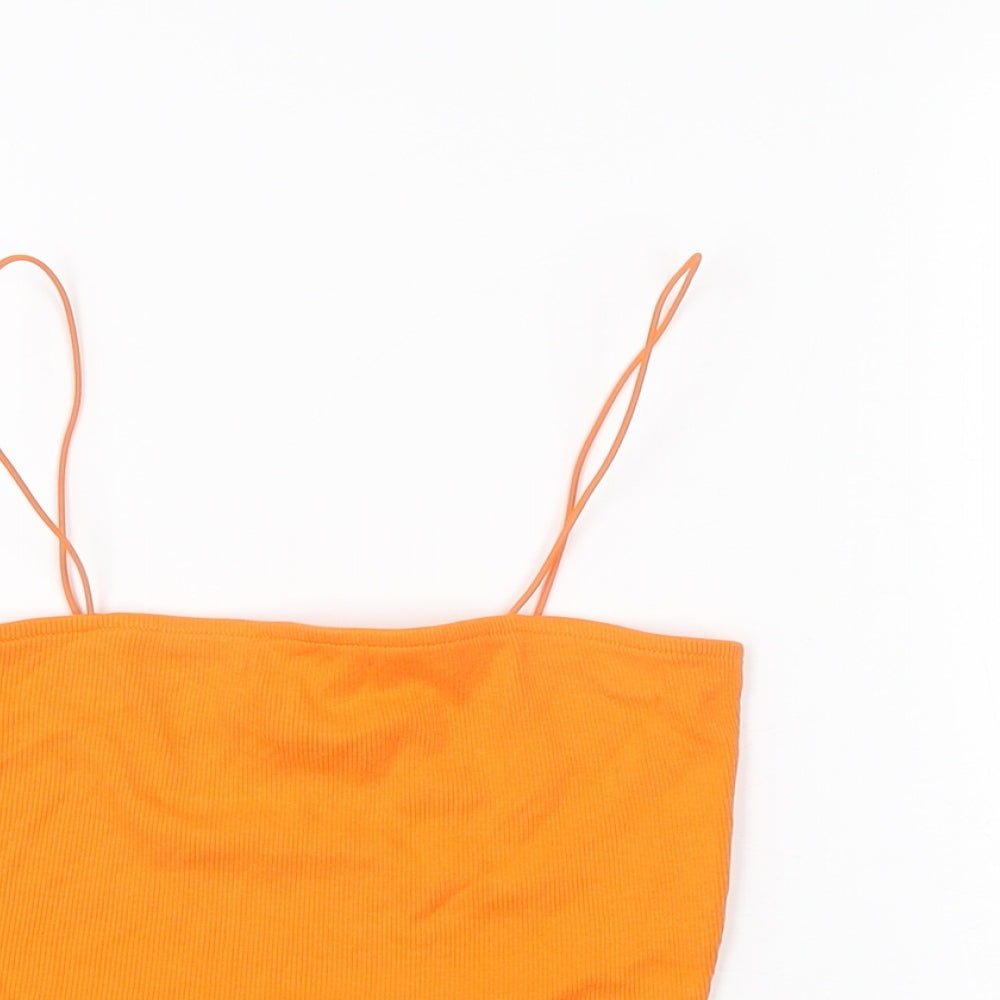 Womens UK Size 8 New Look Orange Cropped T-Shirt