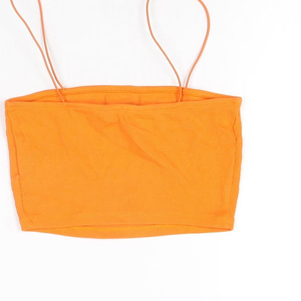 Womens UK Size 8 New Look Orange Cropped T-Shirt