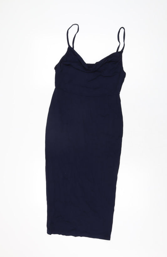 ASOS Womens Blue Viscose Bodycon Size 10 Cowl Neck Pullover