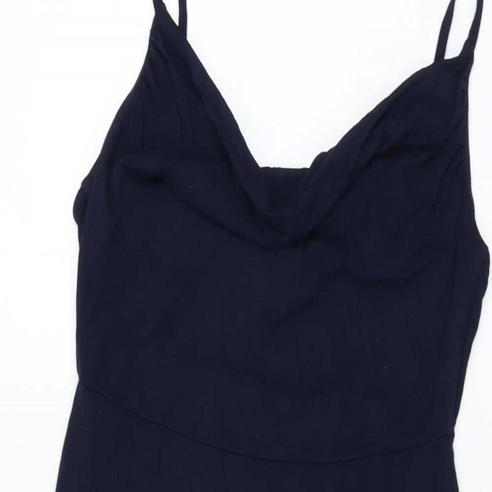 ASOS Womens Blue Viscose Bodycon Size 10 Cowl Neck Pullover