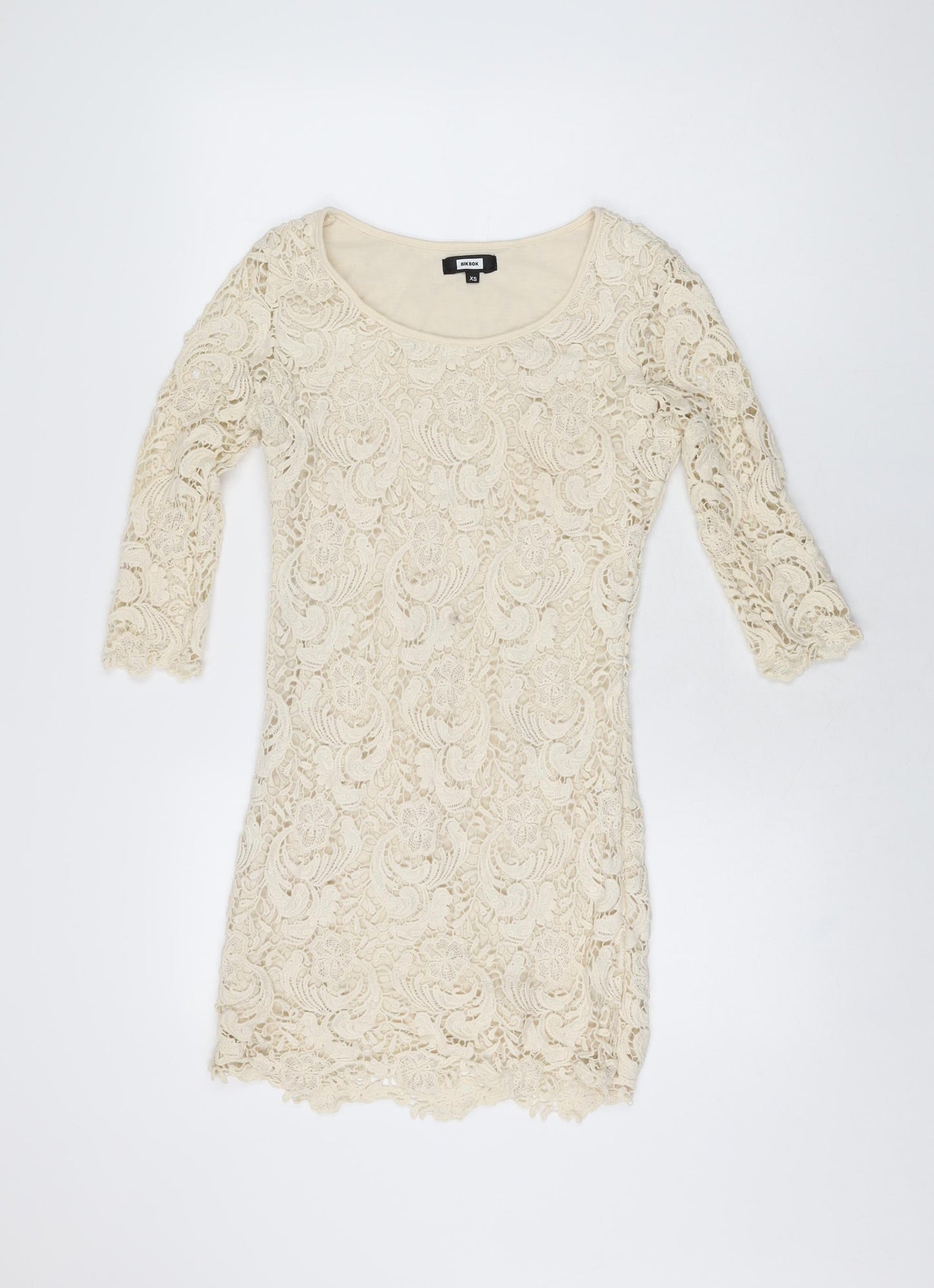 Bikbok Womens Ivory Floral Polyester Mini Size XS Round Neck Pullover