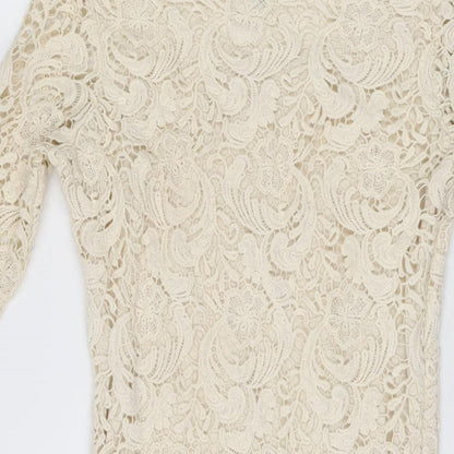 Bikbok Womens Ivory Floral Polyester Mini Size XS Round Neck Pullover