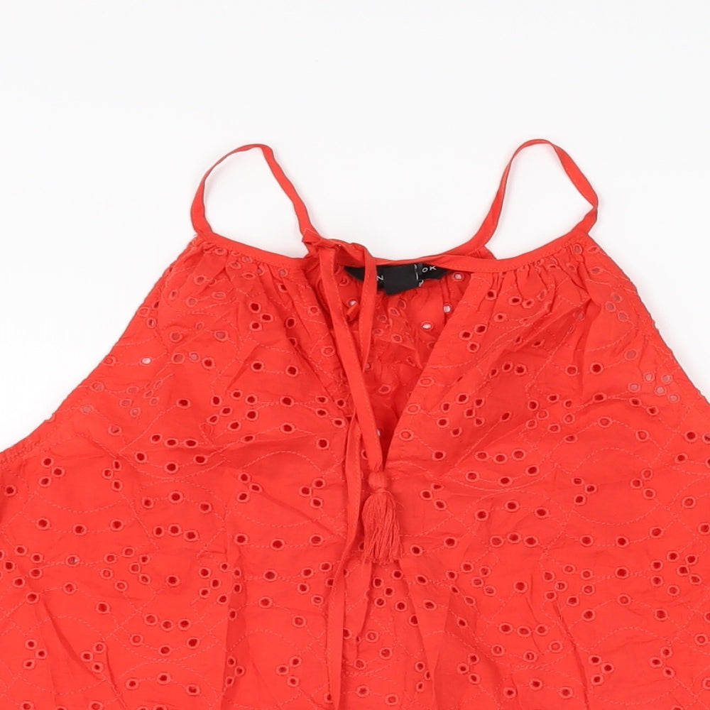 Womens UK Size 8 New Look Red Basic T-Shirt