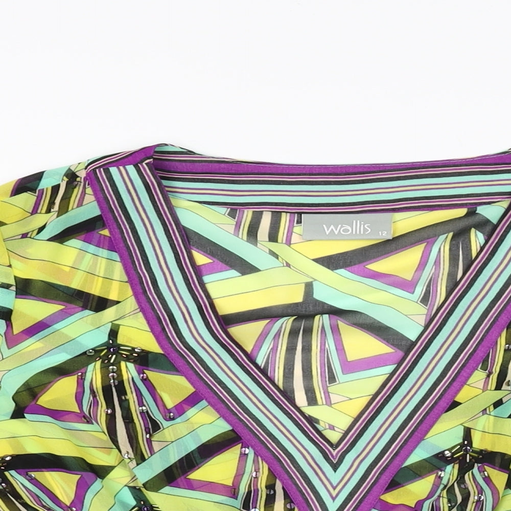 Womens UK Size 12 Wallis Multicoloured Basic Blouse