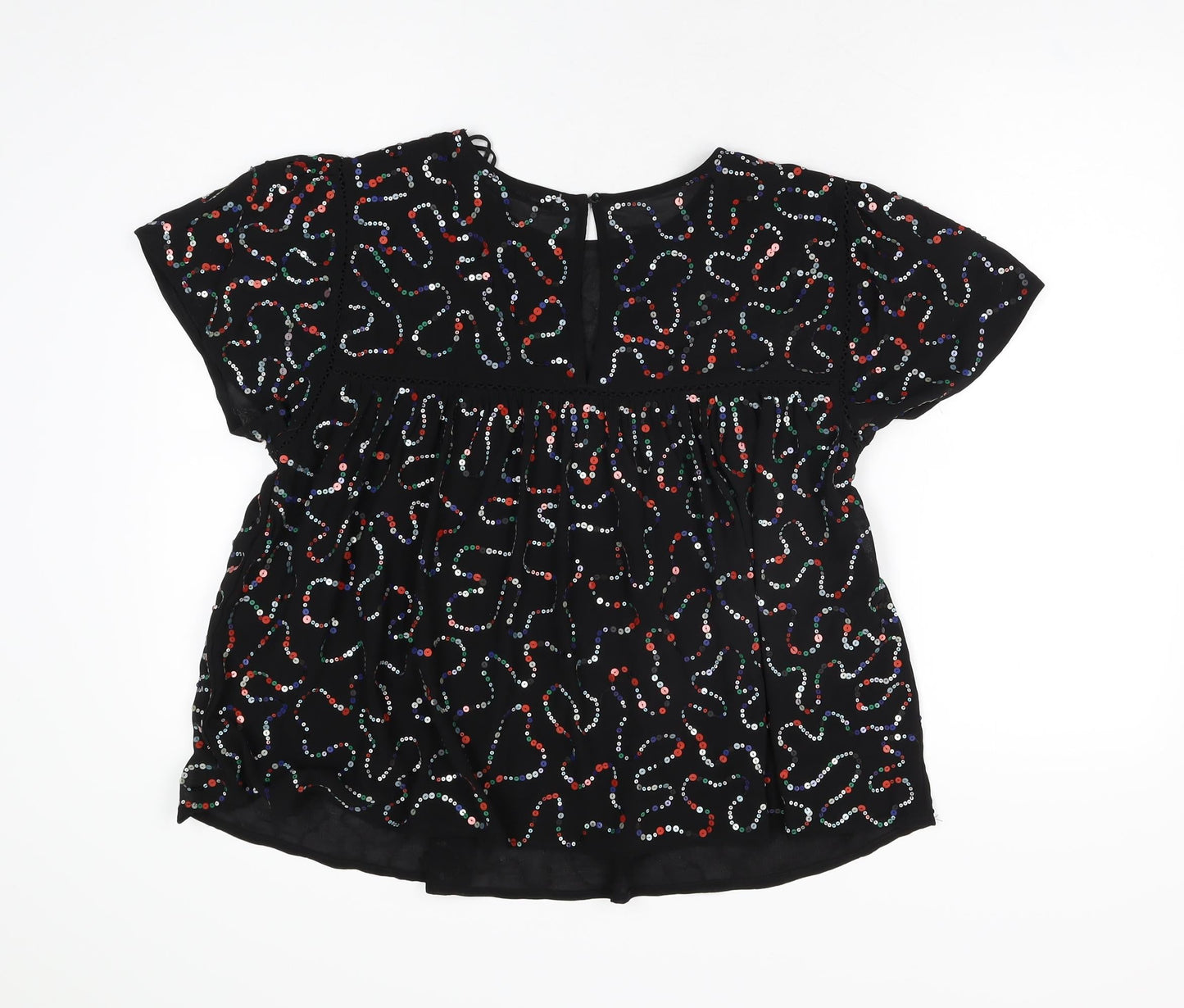 Womens UK Size L Mango Black Basic T-Shirt