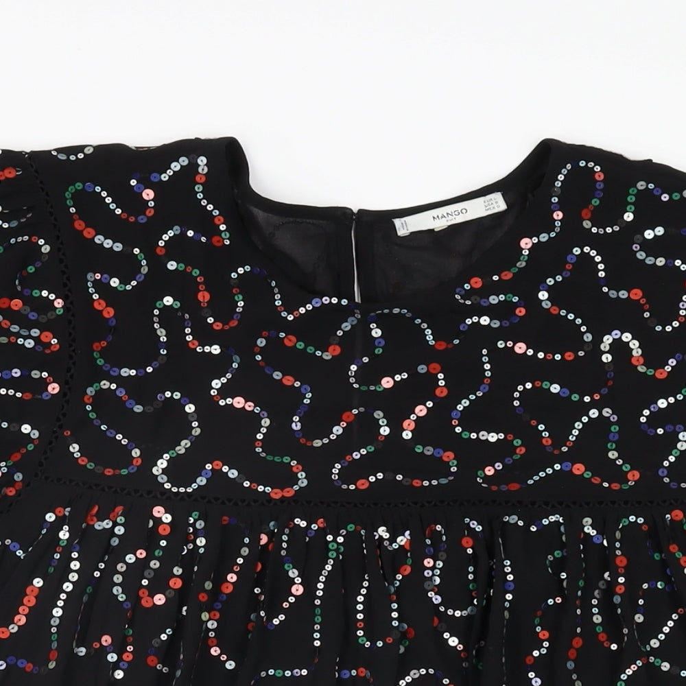 Womens UK Size L Mango Black Basic T-Shirt