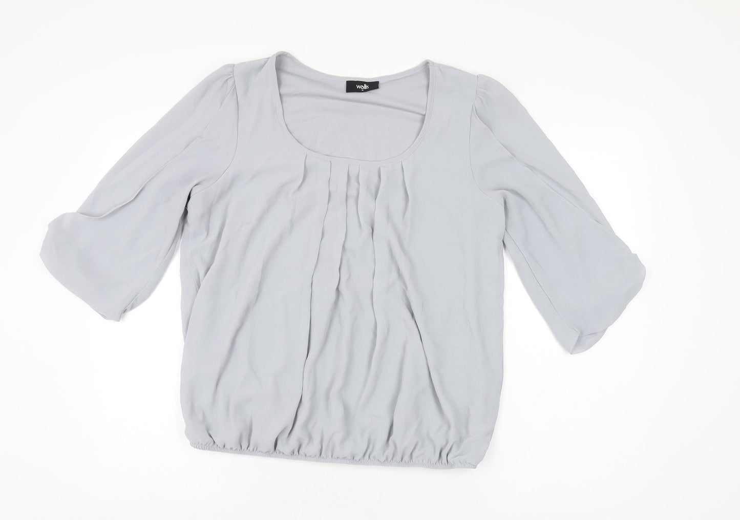 Wallis Womens Grey Polyester Basic Blouse Size M Scoop Neck