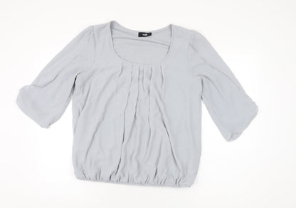 Wallis Womens Grey Polyester Basic Blouse Size M Scoop Neck