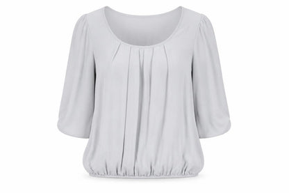Wallis Womens Grey Polyester Basic Blouse Size M Scoop Neck