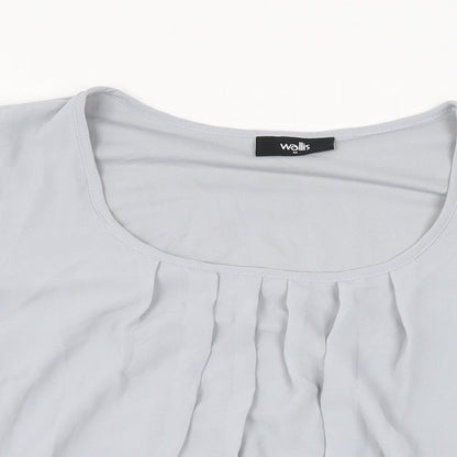 Wallis Womens Grey Polyester Basic Blouse Size M Scoop Neck