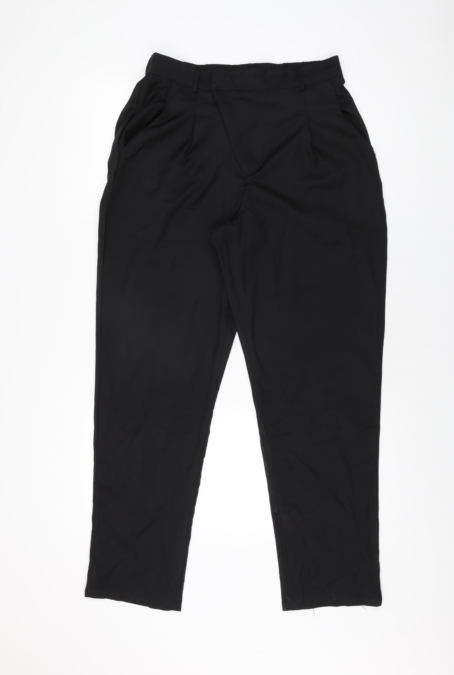 MissLook Womens Black Cotton Trousers Size L L30 in Regular Zip