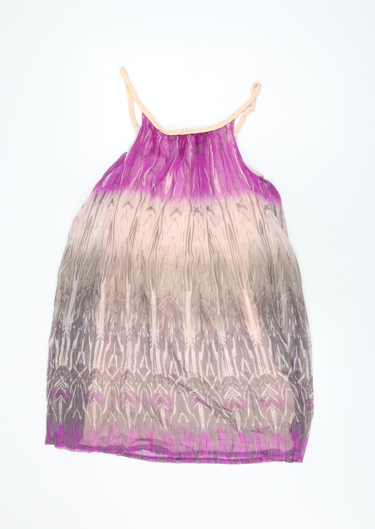 H&M Womens Pink Geometric Polyester Shift Size 8 Round Neck Pullover