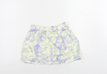 Zara Womens Multicoloured Viscose Mini Skirt Size XS - Elastic Waist Tie Dye