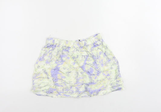 Zara Womens Multicoloured Viscose Mini Skirt Size XS - Elastic Waist Tie Dye