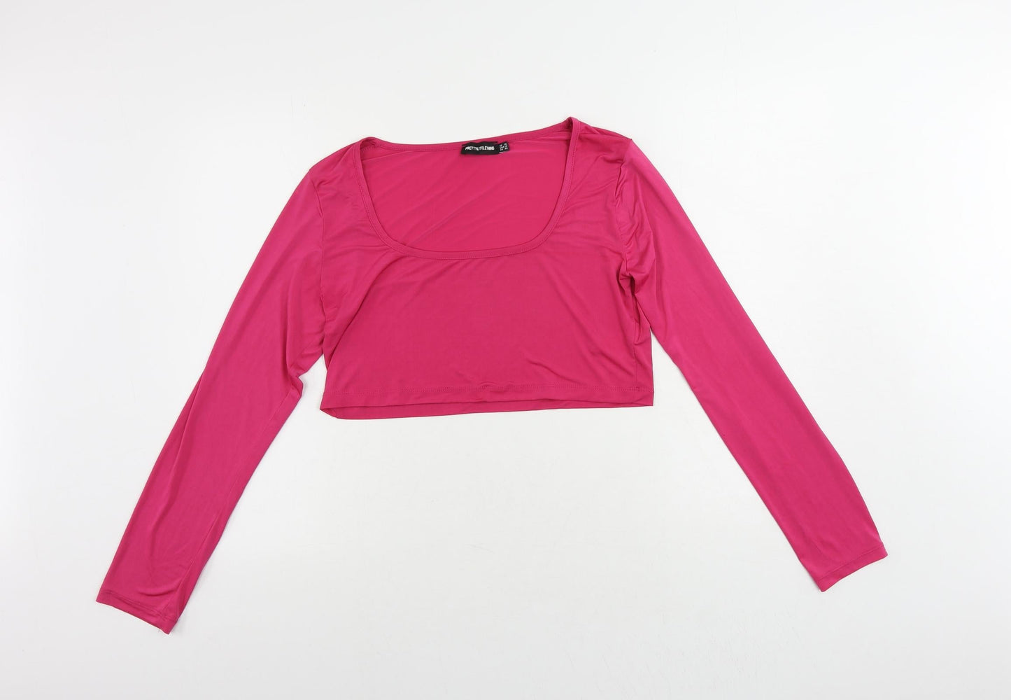 Womens UK Size 16 PRETTYLITTLETHING Pink Cropped Blouse