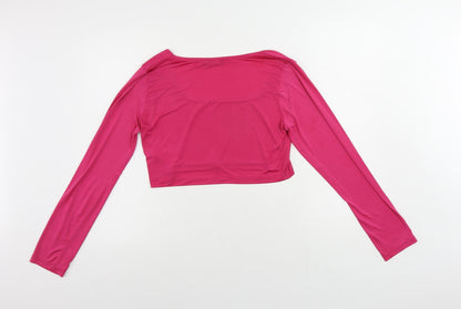 Womens UK Size 16 PRETTYLITTLETHING Pink Cropped Blouse