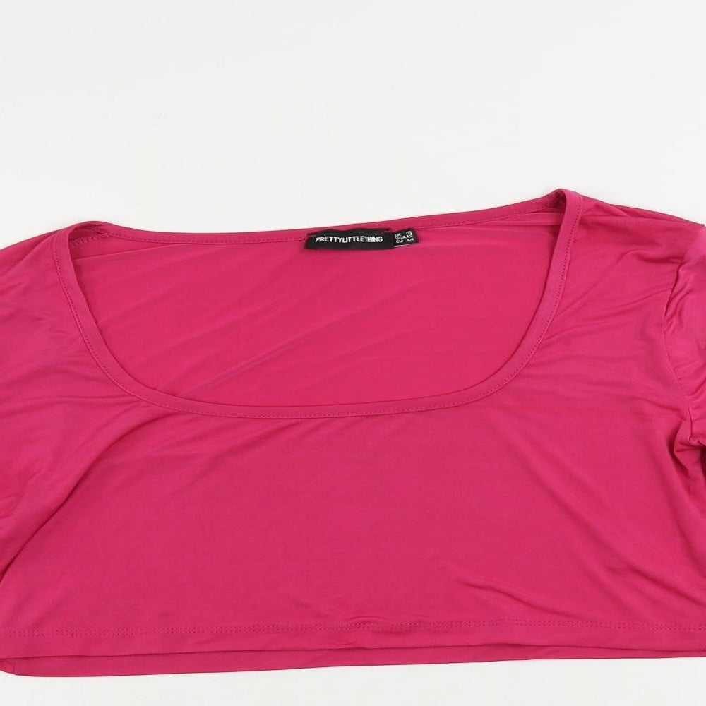 Womens UK Size 16 PRETTYLITTLETHING Pink Cropped Blouse