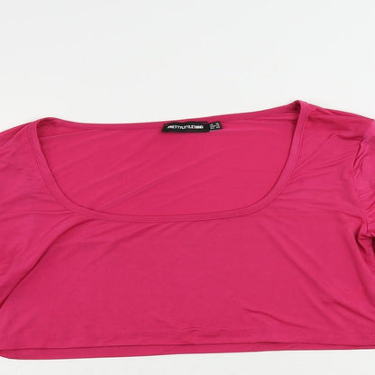 Womens UK Size 16 PRETTYLITTLETHING Pink Cropped Blouse